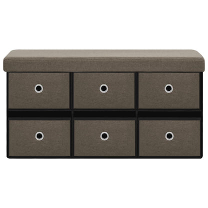 Faltbare Sitzbank mit Stauraum Braun 76x38x38 cm Leinenoptik