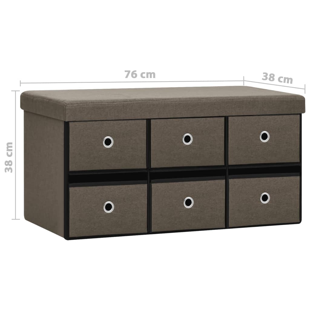 Faltbare Sitzbank mit Stauraum Braun 76x38x38 cm Leinenoptik