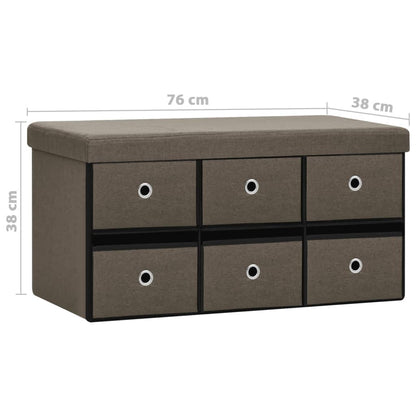 Faltbare Sitzbank mit Stauraum Braun 76x38x38 cm Leinenoptik