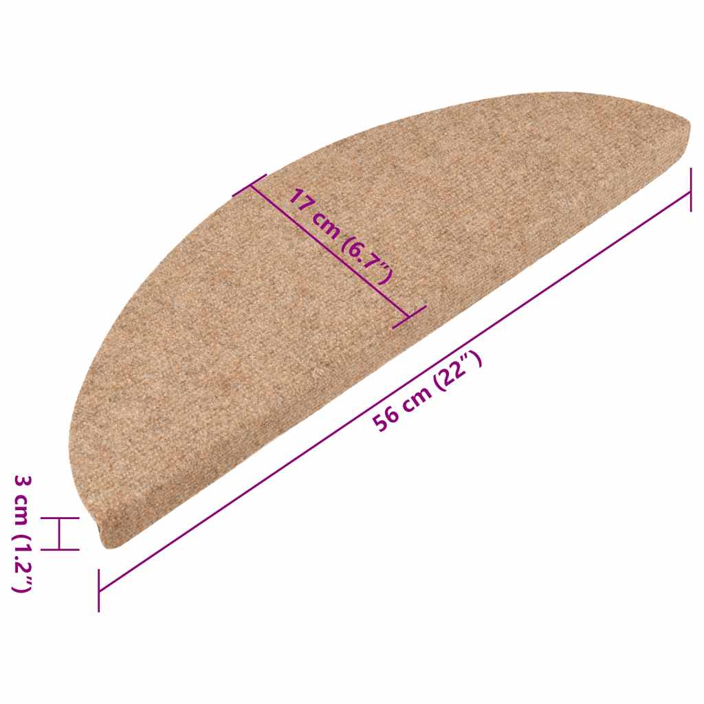 Stufenmatten Selbstklebend 15 Stk. 56x17x3 cm Beige