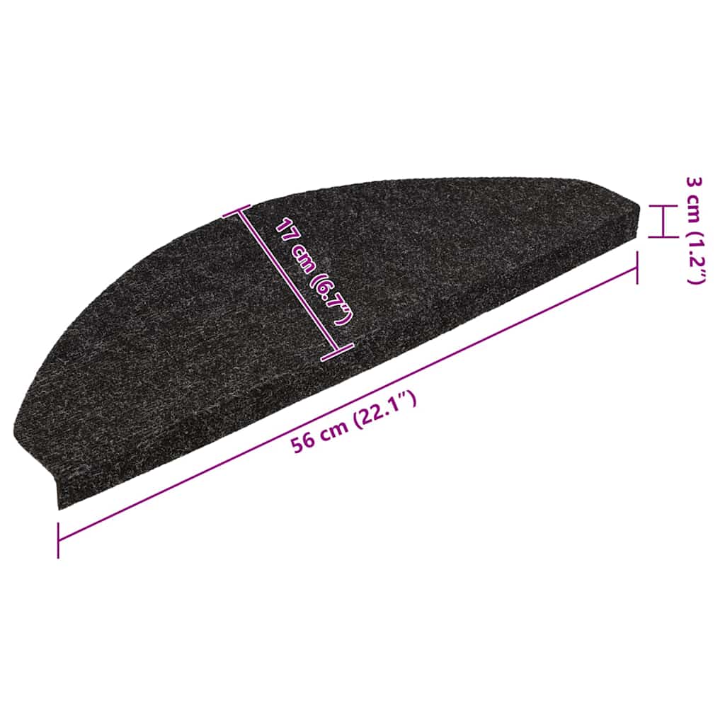 Stufenmatten Selbstklebend 15 Stk. 56x17x3 cm Schwarz