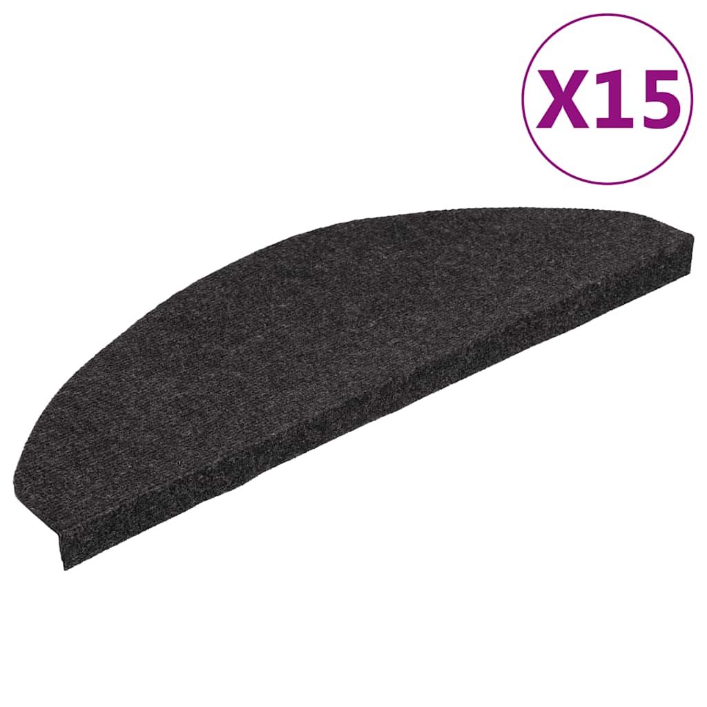 Stufenmatten Selbstklebend 15 Stk. 65x22,5x3,5 cm Schwarz