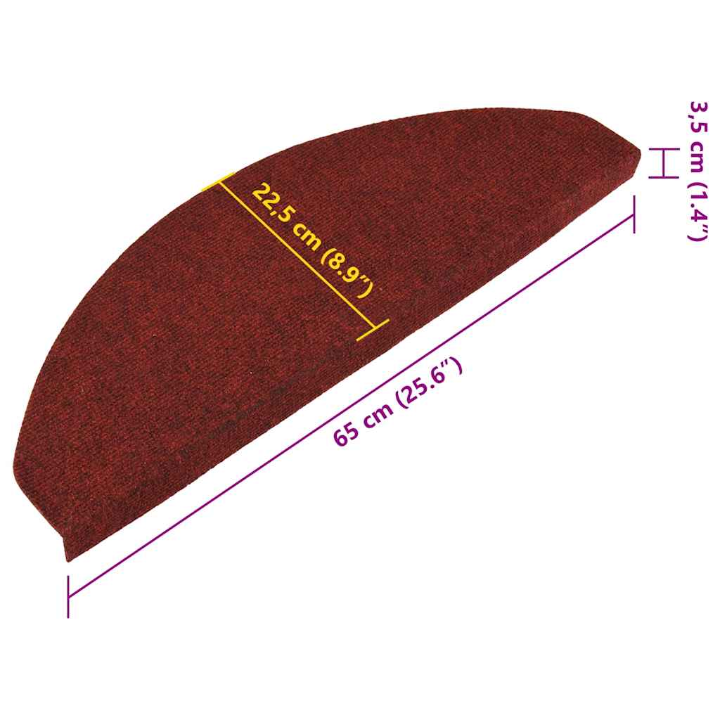 Stufenmatten Selbstklebend 15 Stk. 65x22,5x3,5 cm Rot