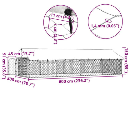 Outdoor-Hundezwinger mit Dach 600x200x150 cm