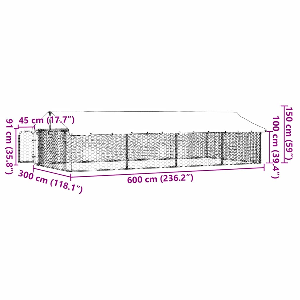 Outdoor-Hundezwinger mit Dach 600x300x150 cm