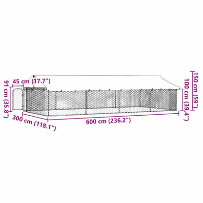 Outdoor-Hundezwinger mit Dach 600x300x150 cm