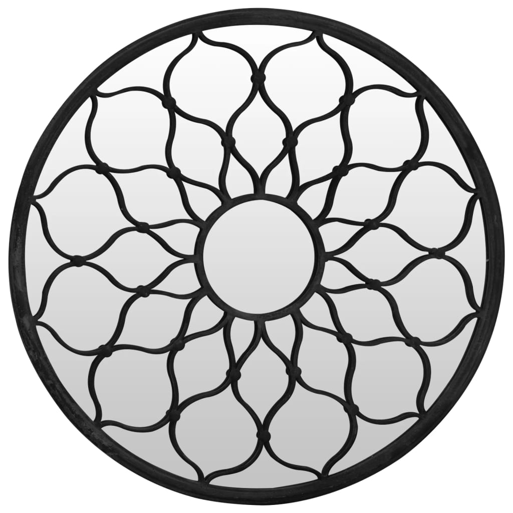 Gartenspiegel Schwarz 60x3 cm Eisen Rund