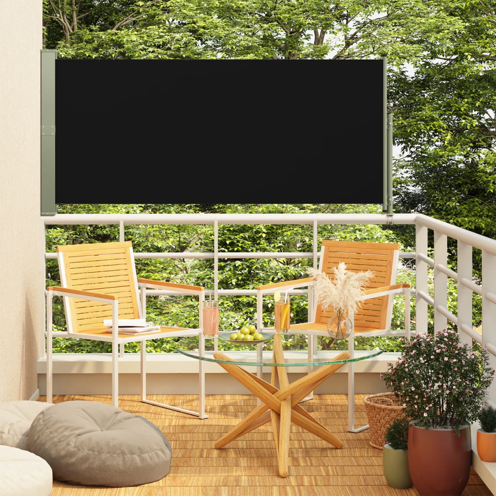 Seitenmarkise Ausziehbar 140x300 cm Schwarz