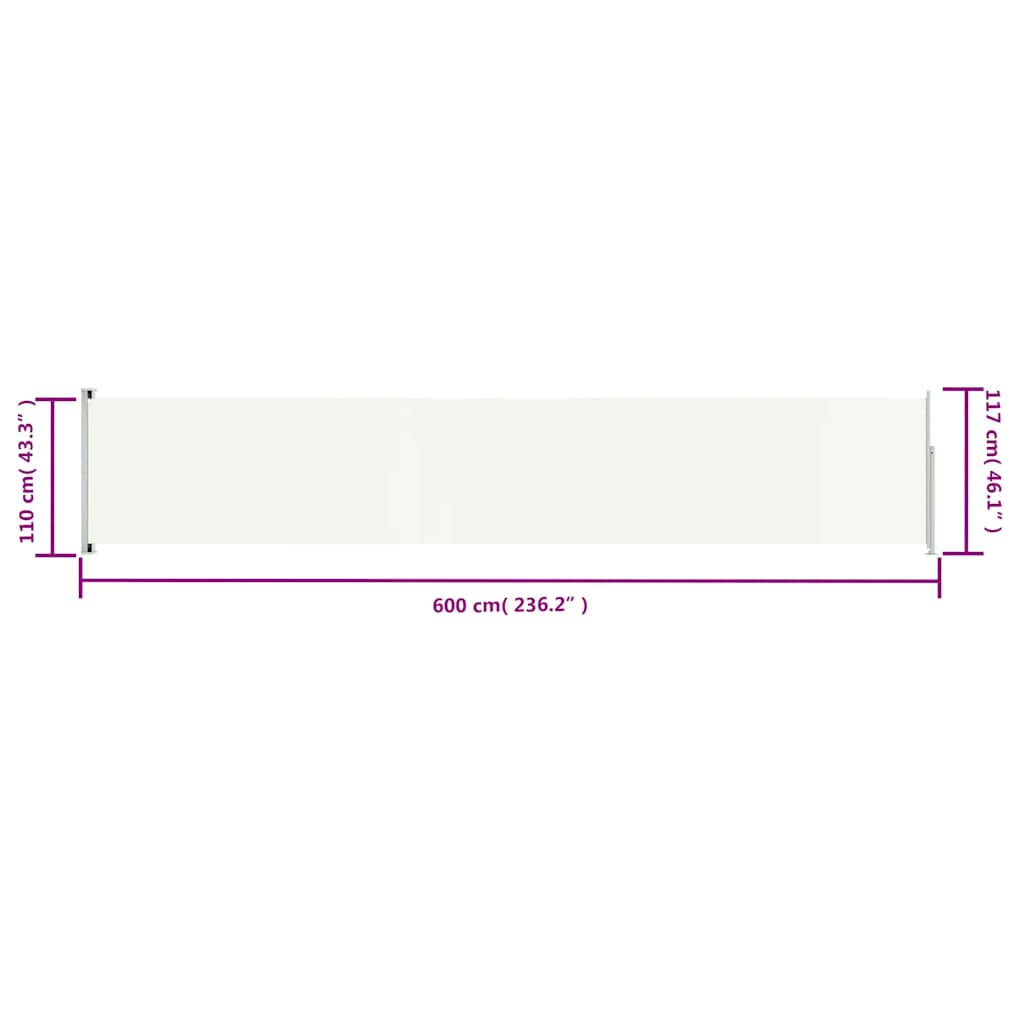 Seitenmarkise Ausziehbar 117x600 cm Creme