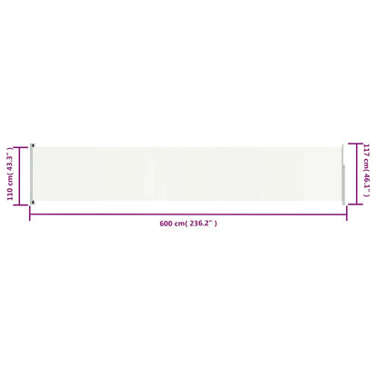 Seitenmarkise Ausziehbar 117x600 cm Creme