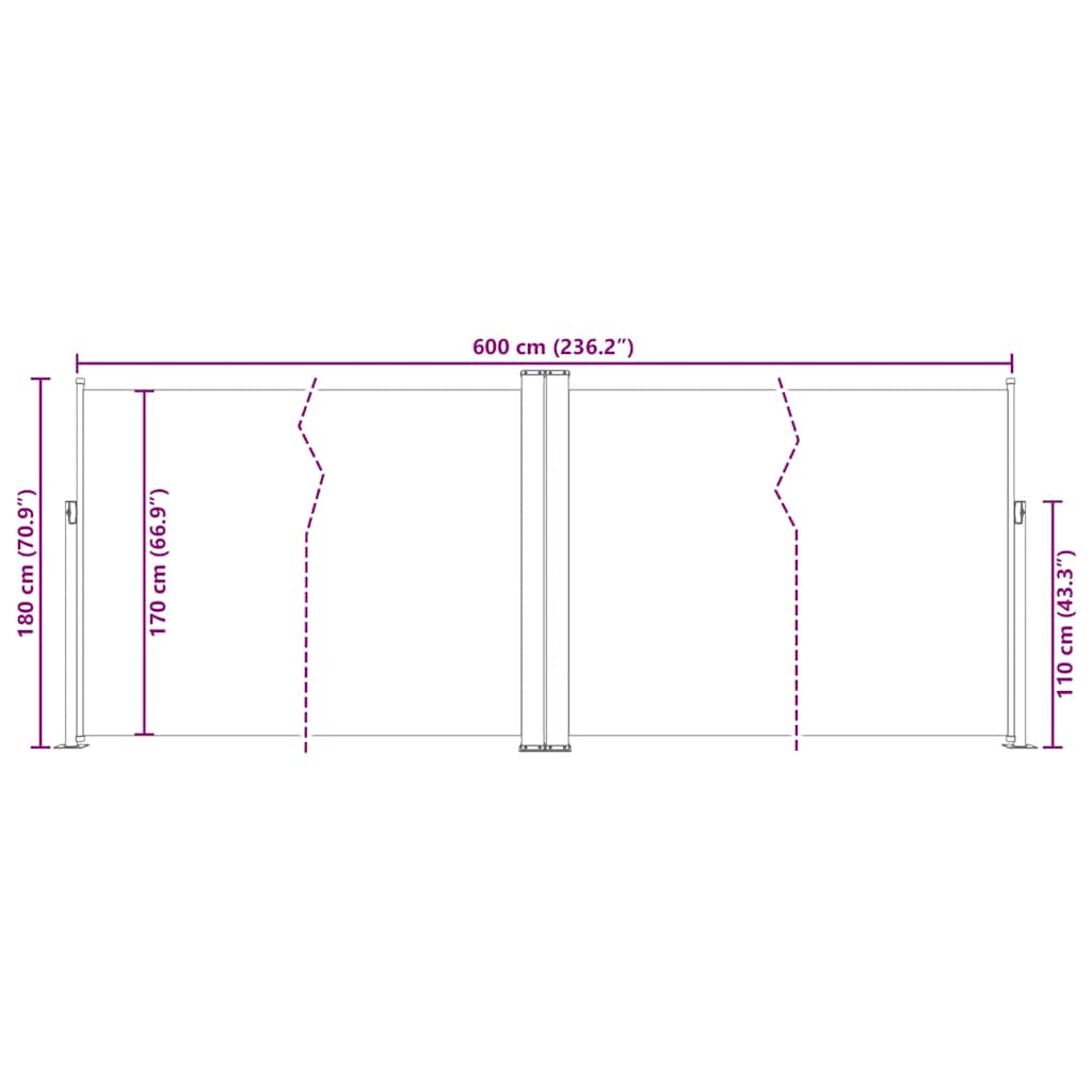 Seitenmarkise Ausziehbar Creme 180x600 cm