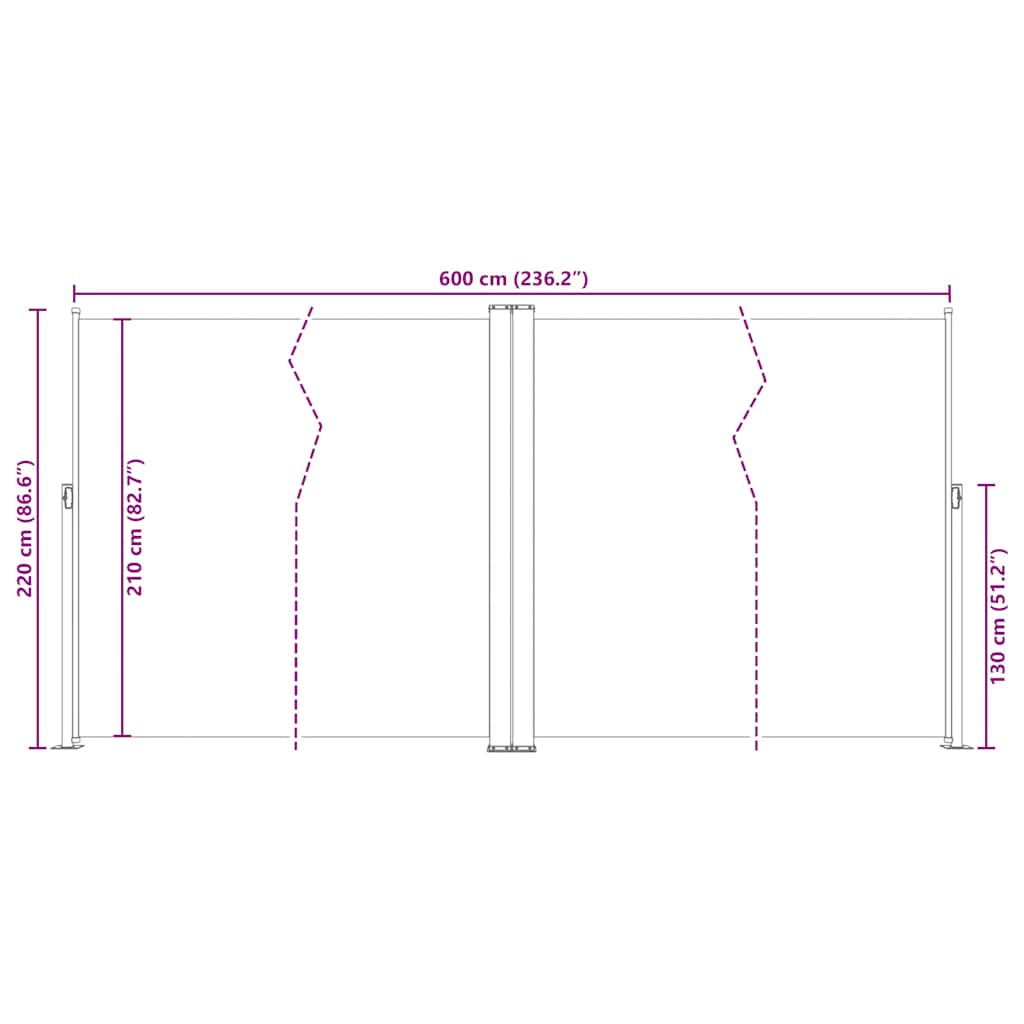 Seitenmarkise Ausziehbar Creme 200x600 cm