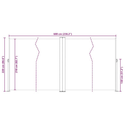 Seitenmarkise Ausziehbar Creme 200x600 cm