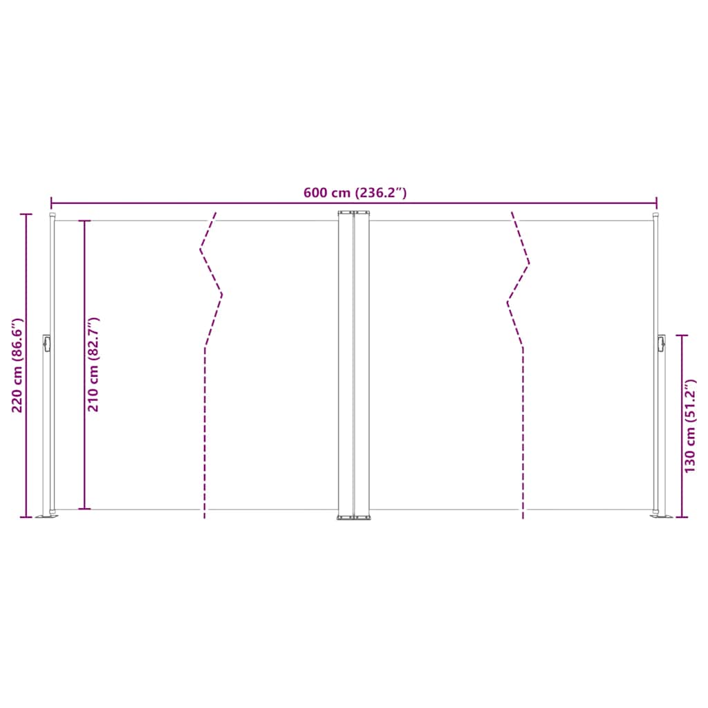 Seitenmarkise Ausziehbar Braun 200x600 cm
