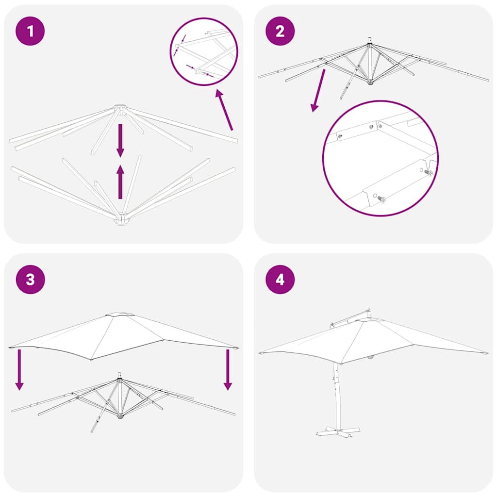 Ampelschirm mit Holzmast 400x300 cm Sandweiß