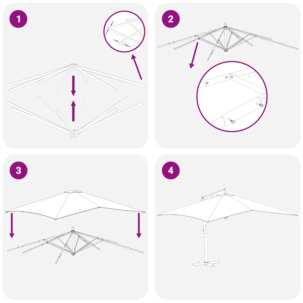 Ampelschirm mit Holz-Mast 400x300 cm Anthrazit