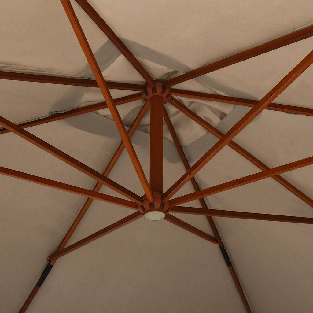 Ampelschirm mit Holz-Mast 400x300 cm Taupe