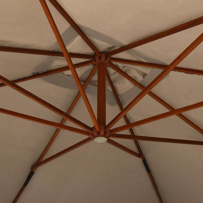Ampelschirm mit Holz-Mast 400x300 cm Taupe