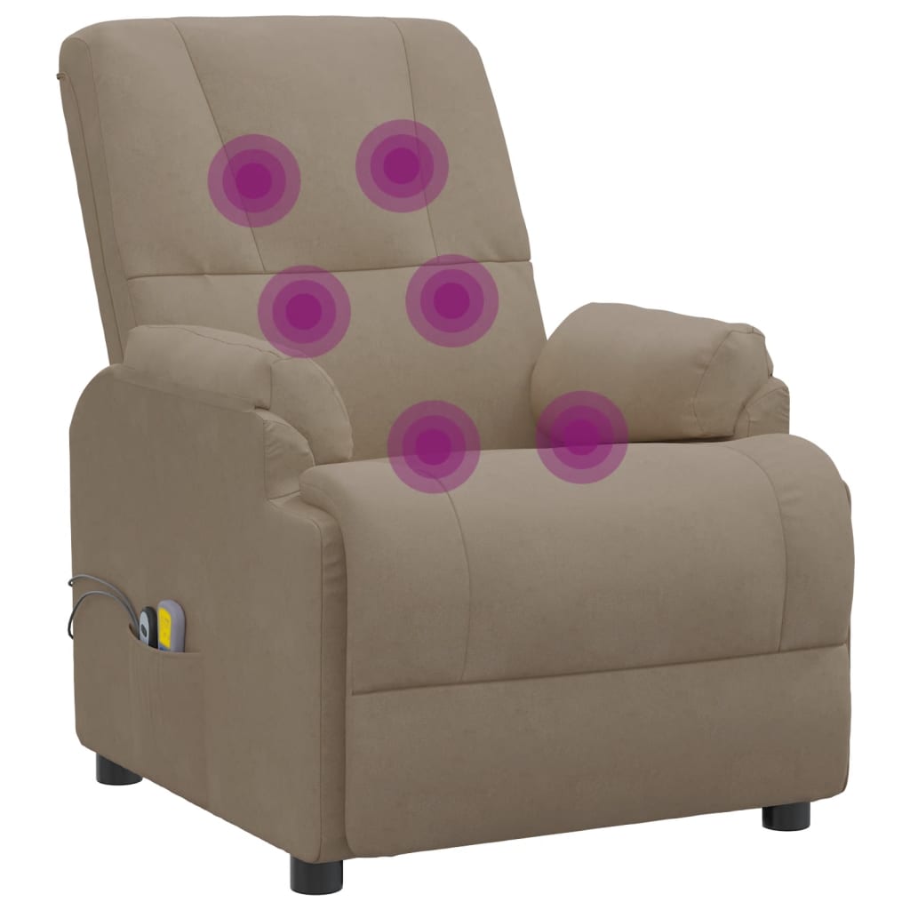 Massagesessel mit Aufstehhilfe Taupe Wildleder-Optik