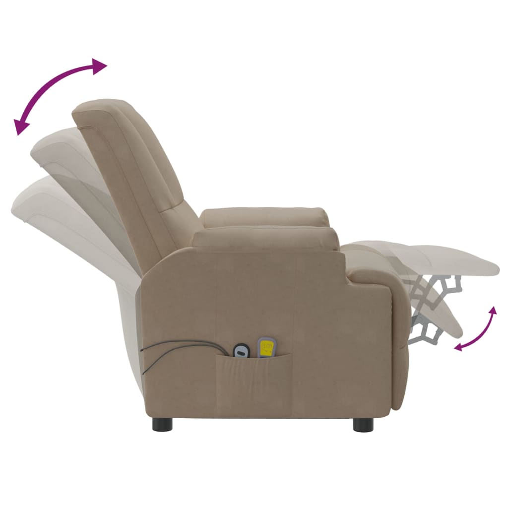 Massagesessel mit Aufstehhilfe Taupe Wildleder-Optik