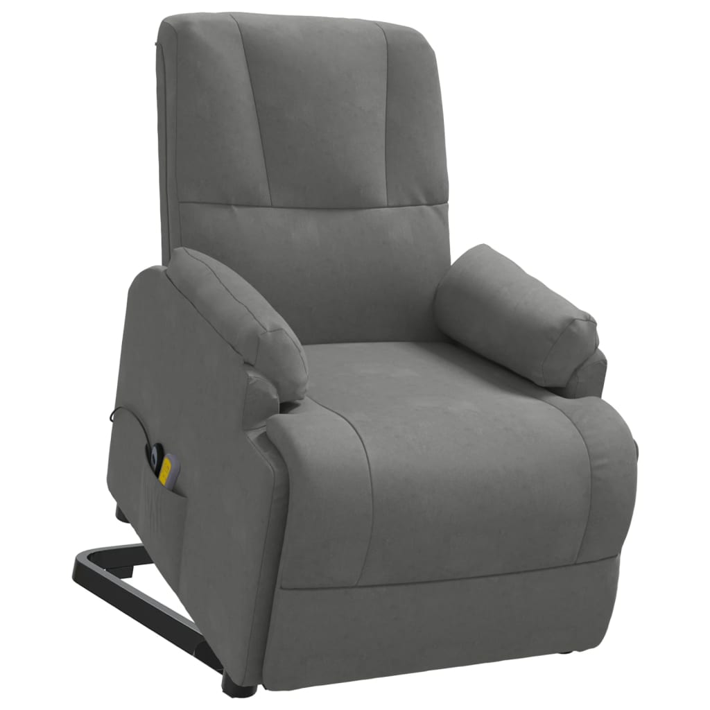 Massagesessel mit Aufstehhilfe Dunkelgrau Wildleder-Optik