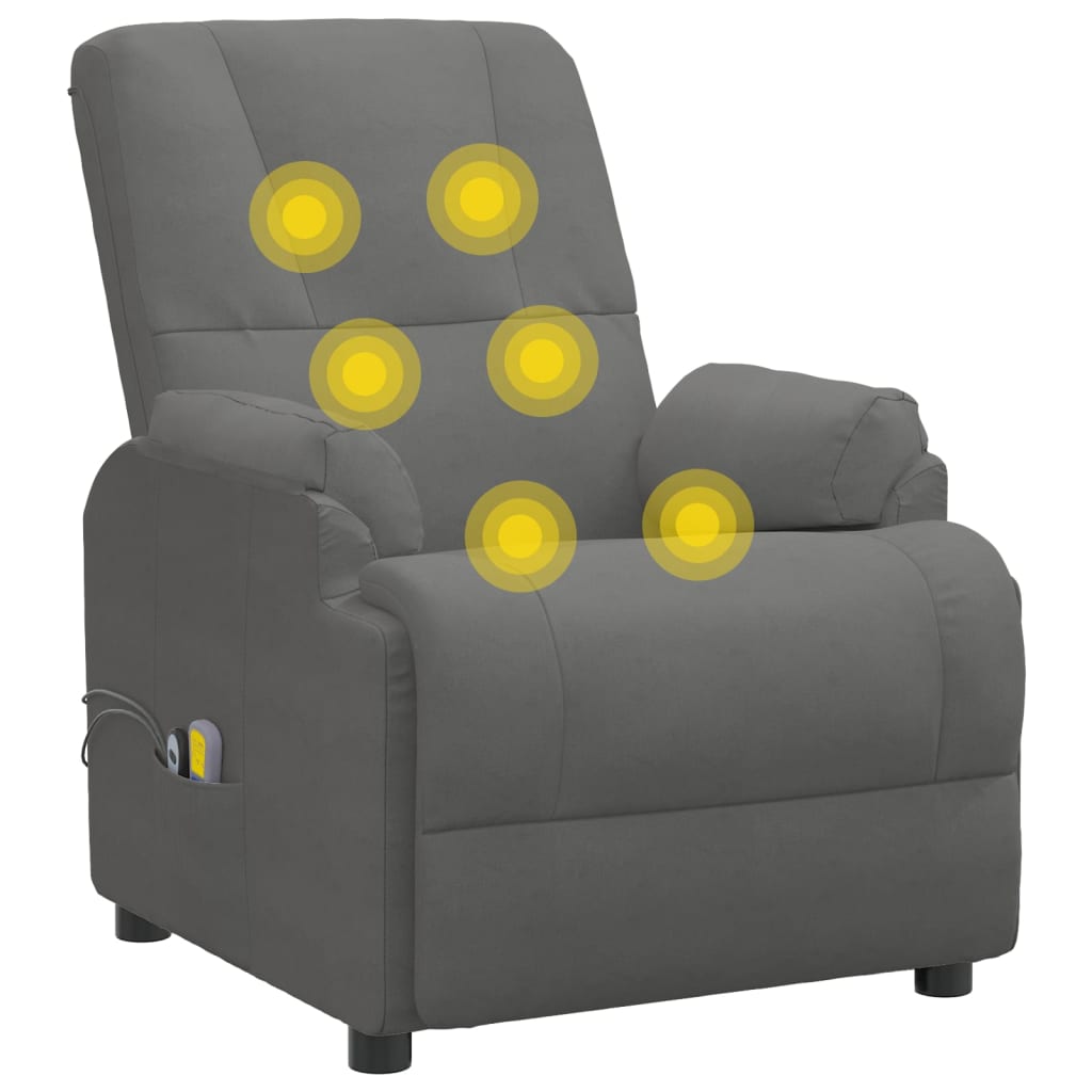 Massagesessel mit Aufstehhilfe Dunkelgrau Wildleder-Optik