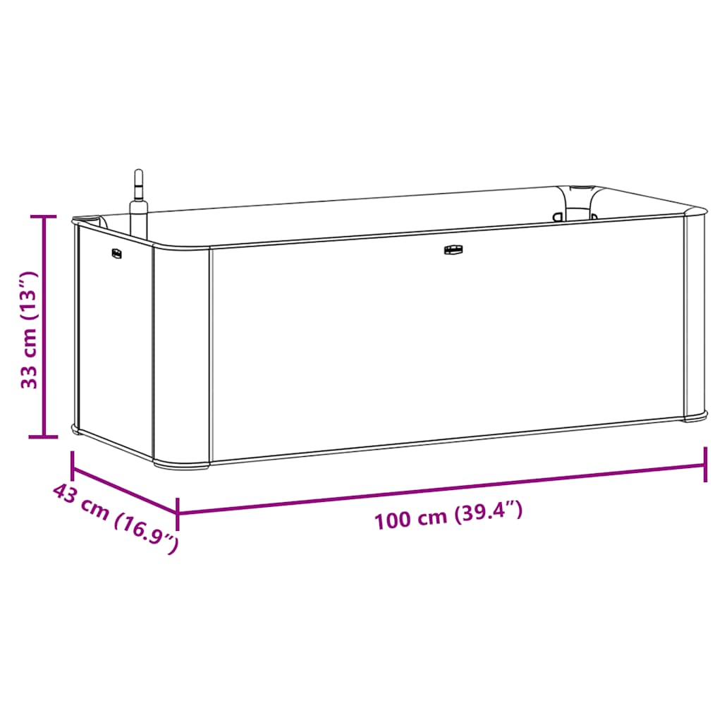 Garten-Hochbeet mit Selbstbewässerungssystem Grau 100x43x33 cm