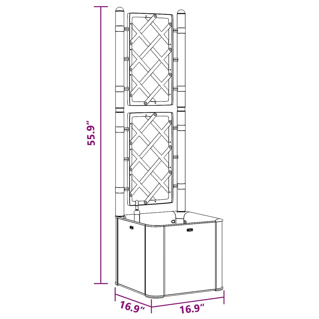 Garten-Hochbeet mit Spalier und Selbstbewässerungssystem Grau