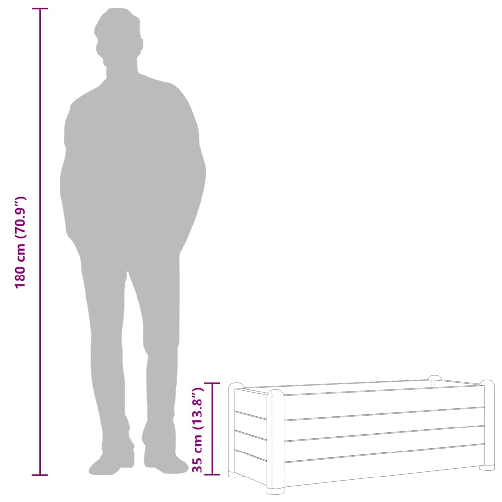 Garten-Hochbeet PP Steingrau 100x43x35 cm