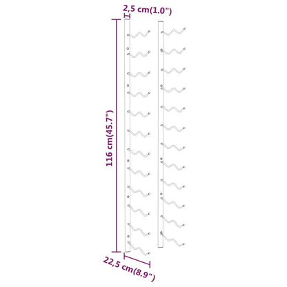 Wand-Weinregal für 24 Flaschen 2 Stk. Weiß Eisen