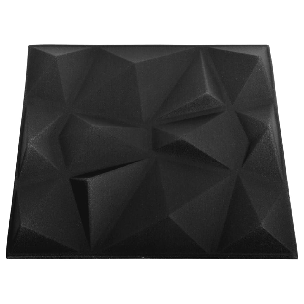 3D-Wandpaneele 48 Stk. 50x50 cm Diamant Schwarz 12 m²