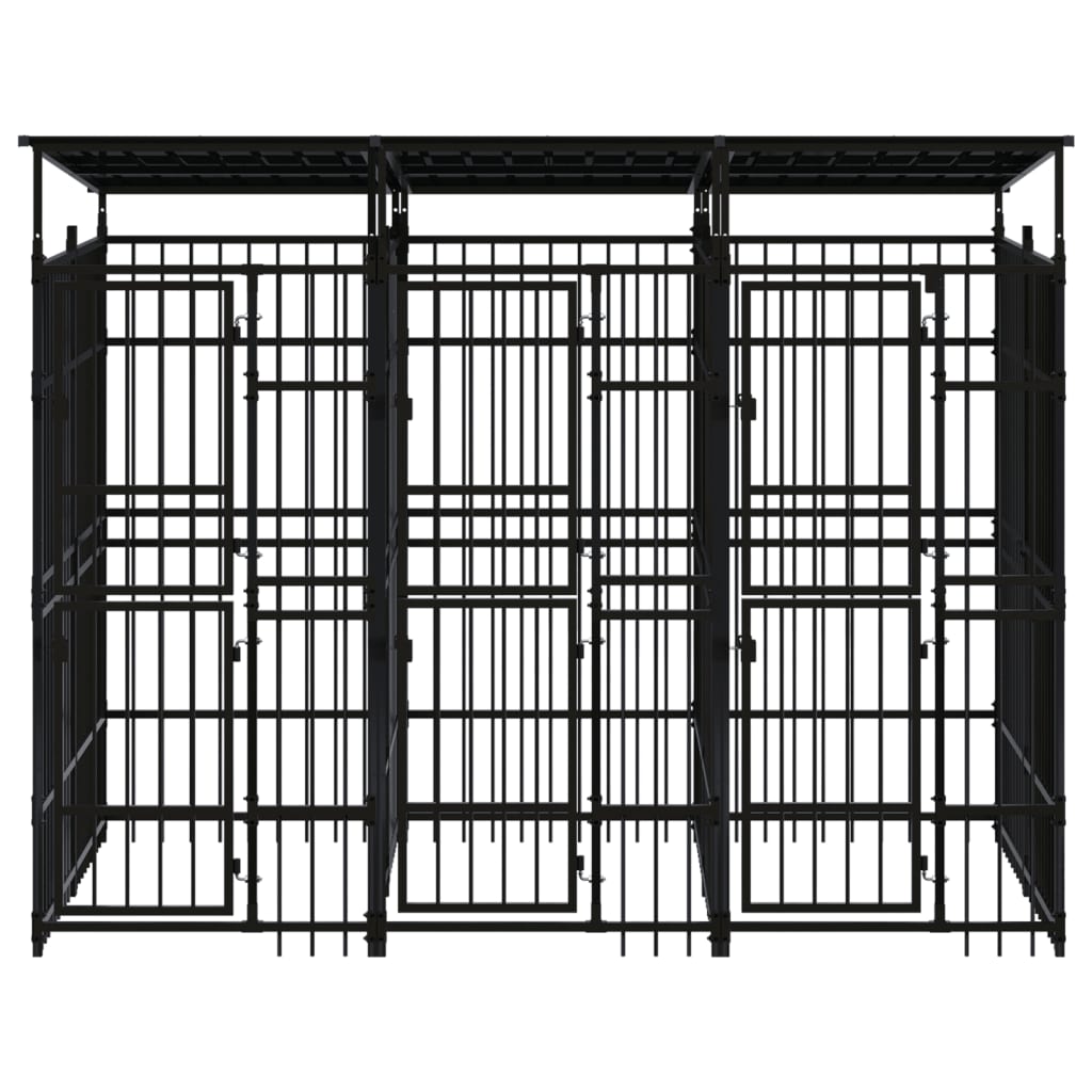 Outdoor-Hundezwinger mit Dach Stahl 5,53 m²