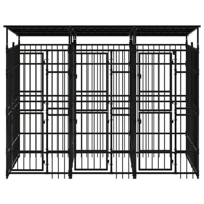 Outdoor-Hundezwinger mit Dach Stahl 5,53 m²