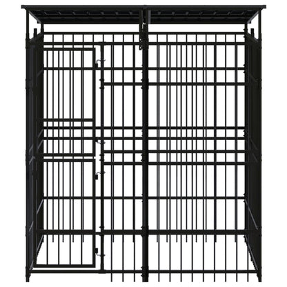 Outdoor-Hundezwinger mit Dach Stahl 3,69 m²