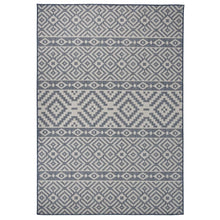 Outdoor-Teppich Flachgewebe 160x230 cm Blau Gestreift