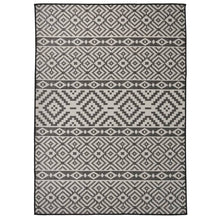 Outdoor-Teppich Flachgewebe 200x280 cm Schwarz Gestreift