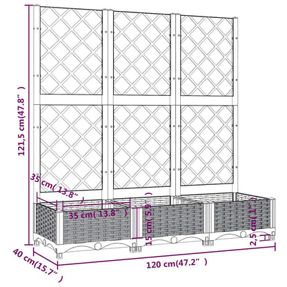 Pflanzkübel mit Spalier Blaugrau 120x40x121,5 cm PP