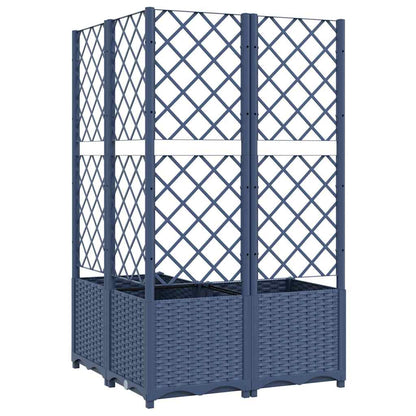 Pflanzkübel mit Rankgitter Blaugrau 80x80x136 cm PP