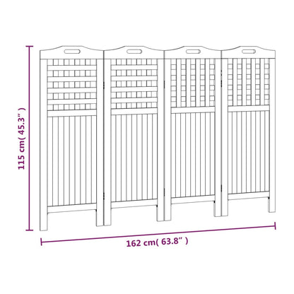 4-tlg. Paravent 162x2x115 cm Massivholz Akazie