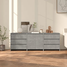 3-tlg. Sideboard Betongrau Holzwerkstoff