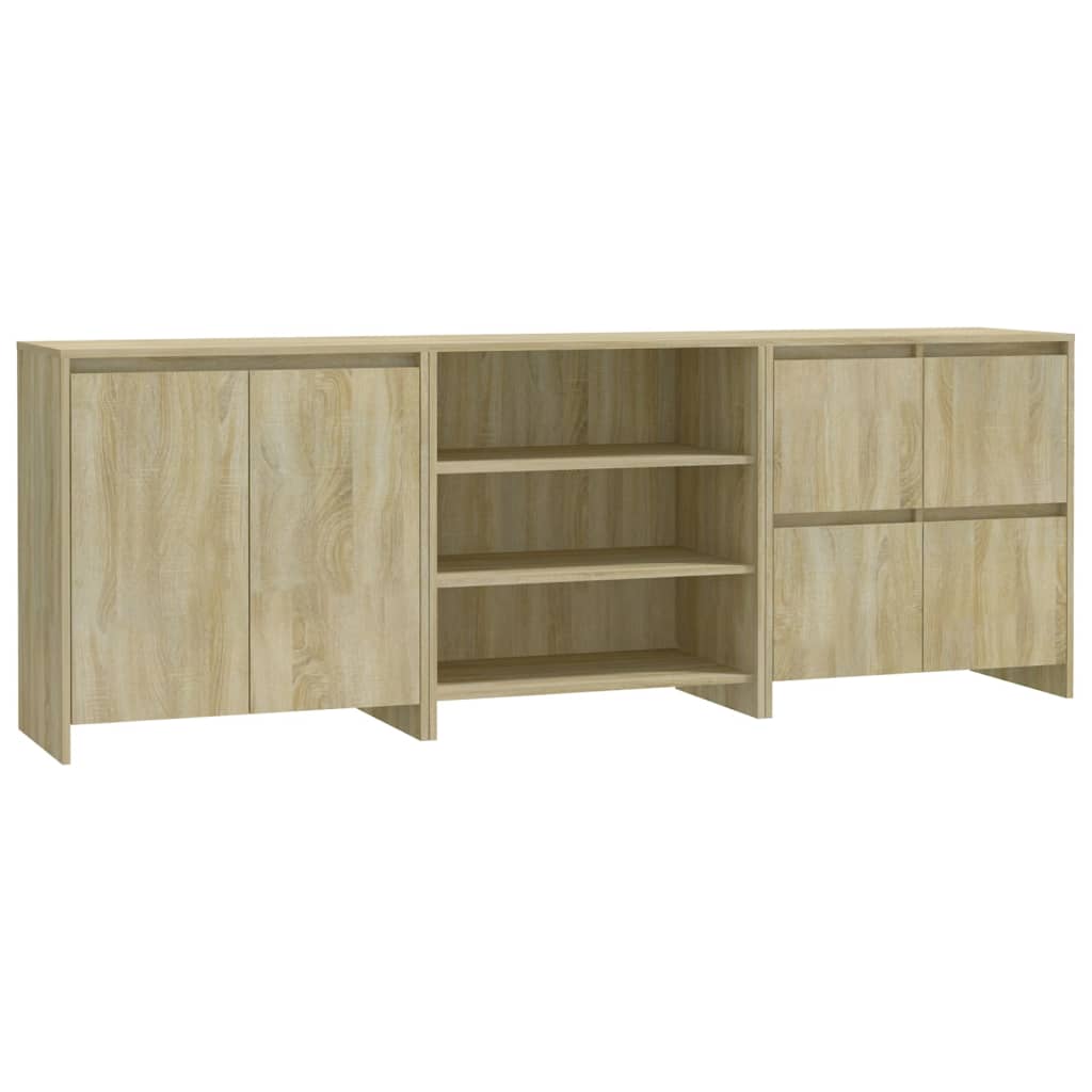 3-tlg. Sideboard Sonoma-Eiche Holzwerkstoff