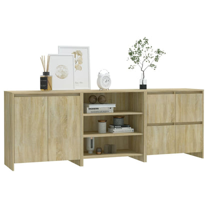 3-tlg. Sideboard Sonoma-Eiche Holzwerkstoff