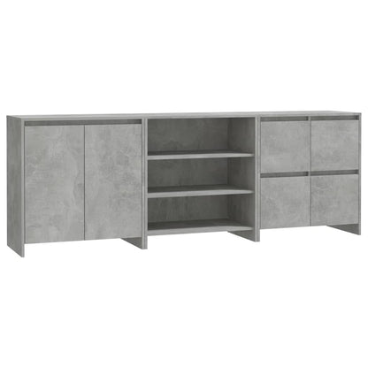 3-tlg. Sideboard Betongrau Holzwerkstoff