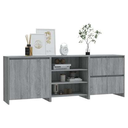 3-tlg. Sideboard Grau Sonoma Holzwerkstoff