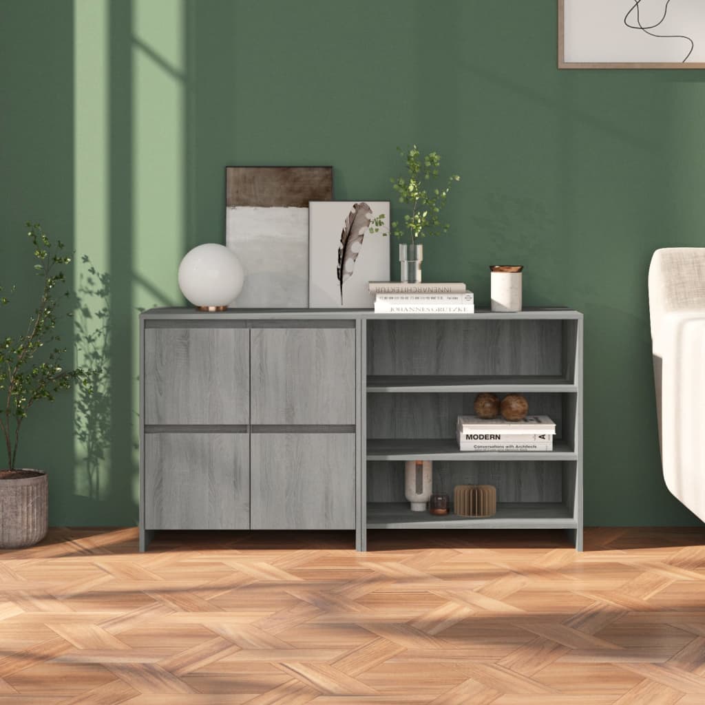 2-tlg. Sideboard Grau Sonoma Holzwerkstoff