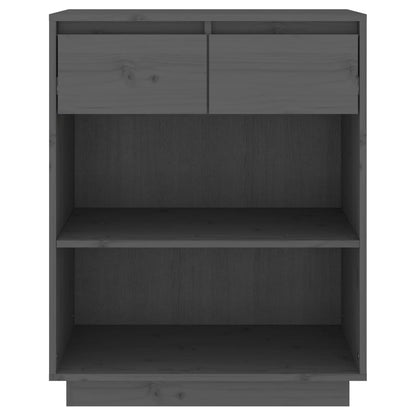 Beistellschrank Grau 60x34x75 cm Massivholz Kiefer