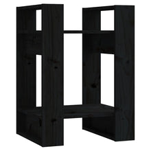 Bücherregal/Raumteiler Schwarz 41x35x57 cm Massivholz Kiefer