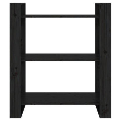 Bücherregal/Raumteiler Schwarz 80x35x91 cm Massivholz Kiefer