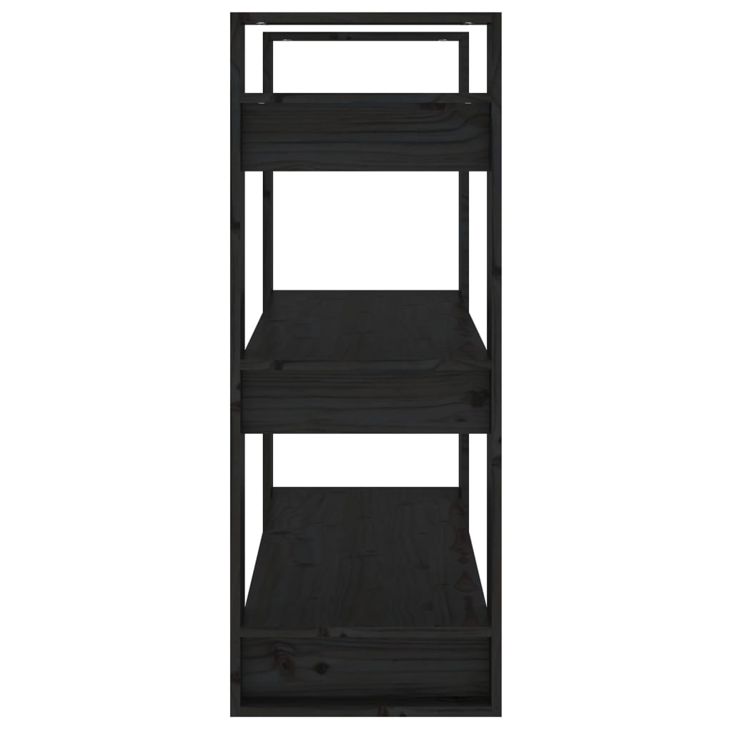 Bücherregal/Raumteiler Schwarz 80x35x91 cm Massivholz Kiefer