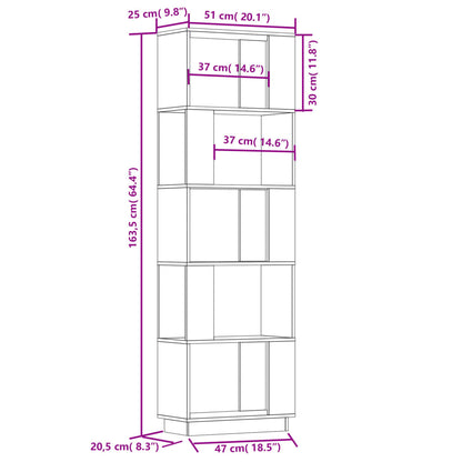 Bücherregal/Raumteiler 51x25x163,5 cm Massivholz Kiefer